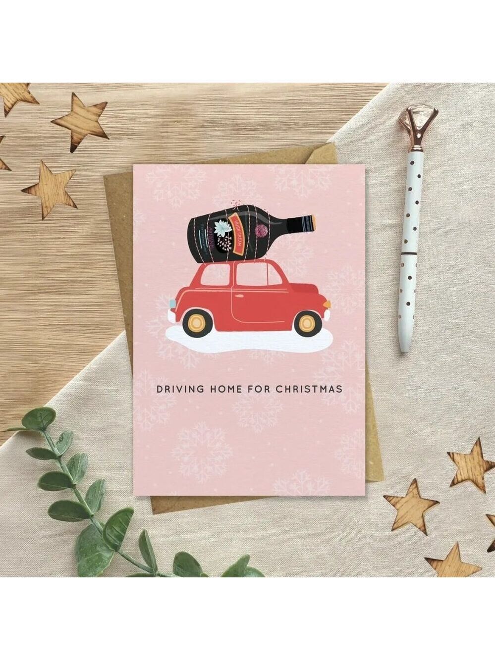 ($6) Driving Home Christmas Card - Irish Cream